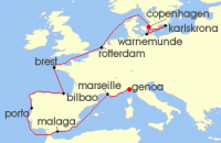 Cruise itinerary map for MSC Cruises 14 Night Northern Europe (136882)