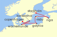 Cruise itinerary map for MSC Cruises 6 Night Northern Europe (141647)