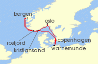 Cruise itinerary map for MSC Cruises 7 Night Northern Europe (140268)