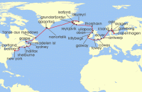 Cruise itinerary map for Seabourn 43 Night Scandinavia, Solar Eclipse And Fire & Ice Passage (131289)