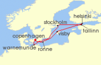 Cruise itinerary map for Explora Journeys 9 Night A Journey of Enchanting Capitals & Natural Havens (137796)