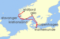 Cruise itinerary map for MSC Cruises 7 Night Northern Europe (113470)