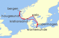 Cruise itinerary map for MSC Cruises 7 Night Northern Europe (140274)