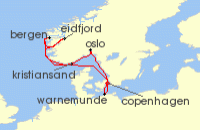 Cruise itinerary map for MSC Cruises 7 Night Northern Europe (120304)