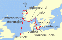 Cruise itinerary map for Silversea Cruises 12 Night Copenhagen To Ijmuiden (Amsterdam) (126700)