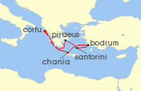 Cruise itinerary map for AIDA 7 Nacht Griechenland ab Korfu 1 (140576)