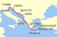Cruise itinerary map for AIDA 14 Nacht Adria & Griechenland ab Korfu 1 (135109)