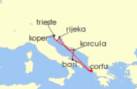 Cruise itinerary map for AIDA 7 Nacht Adria ab Korfu 2 (138903)