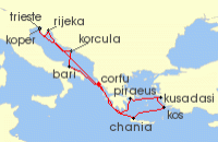 Cruise itinerary map for AIDA 14 Nacht Adria & Griechenland ab Korfu 1 (138961)