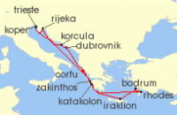 Cruise itinerary map for AIDA 14 Nacht Adria & Griechenland ab Korfu 2 (140654)