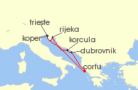 Cruise itinerary map for AIDA 7 Nacht Adria ab Korfu 2 (140575)