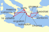 Cruise itinerary map for AIDA 14 Nacht Griechenland & Mittelmeerinseln ab Korfu 1 (135082)