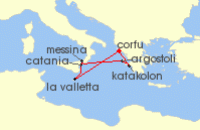 Cruise itinerary map for AIDA 7 Nacht Mittelmeerinseln ab Korfu (118817)