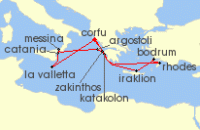 Cruise itinerary map for AIDA 14 Nacht Griechenland & Mittelmeerinseln ab Korfu 2 (122911)