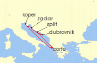 Cruise itinerary map for Marella Cruises 7 Night Adriatic Explorer (142232)