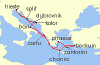 Cruise itinerary map for AIDA 14 Nacht Adria & Griechenland ab Korfu 1 (140647)