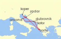 Cruise itinerary map for Marella Cruises 7 Night Adriatic Explorer (142111)