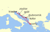 Cruise itinerary map for Marella Cruises 7 Night Adriatic Explorer (139296)