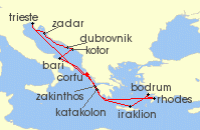 Cruise itinerary map for AIDA 14 Nacht Adria & Griechenland ab Korfu 2 (140645)