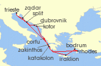 Cruise itinerary map for AIDA 14 Nacht Adria & Griechenland ab Korfu 2 (138965)