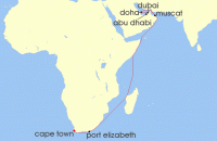 Cruise itinerary map for TUI Cruises 25 Nachte - Auszeit Zwischen Den Kontinenten - Ab Doha/Bis Kapstadt (139307)
