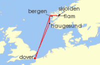 Cruise itinerary map for Saga Cruises 7 Night Summertime in Norway (132636)