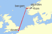 Cruise itinerary map for Saga Cruises 7 Night A Norwegian Spring (132758)