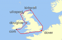 Cruise itinerary map for Saga Cruises 8 Night Summer Scenes of the British Isles (132637)