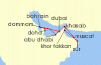 Cruise itinerary map for Explora Journeys 14 Night An Extended Journey through Sandstone Dreams & Coastal Light (138740)