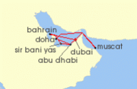 Cruise itinerary map for AIDA 14 Nacht Grose Orient-Reise ab Dubai (116912)