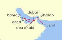 Cruise itinerary map for Aroya Cruises 7 Night Dubai, United Arab Emirates to Dubai, United Arab Emirates (141072)