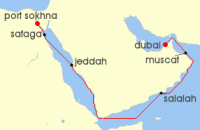 Cruise itinerary map for Explora Journeys 13 Night An Extended Journey of Arabian Delights & Red Sea Majesty (133463)