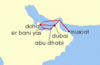 Cruise itinerary map for TUI Cruises 10 Nachte - Zauber Des Orients - Ab Dubai/Bis Doha (119675)