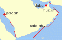 Cruise itinerary map for Explora Journeys 8 Night A Journey of Arabian Marvels & Sumptuous Souks (133462)