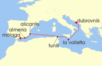 Cruise itinerary map for Marella Cruises 7 Night Mediterranean Moments (136443)