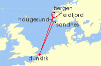 Cruise itinerary map for CFC Croisieres 7 Nuit Le meilleur de la Norvège (140737)