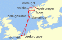 Cruise itinerary map for CFC Croisieres 10 Nuit Fjords de Norvège (132782)
