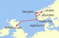 Cruise itinerary map for Windstar Cruises 7 Night Norways Southern Splendors (123894)