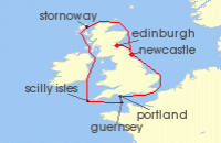 Cruise itinerary map for Fred Olsen Cruise Lines 10 Night Scenic Coastlines of the British Isles (127441)