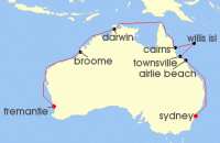 Cruise itinerary map for Princess Cruises 18 Night Northern Explorer (141141)