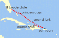 Cruise itinerary map for Princess Cruises 7 Night Eastern Caribbean with Puerto Rico (79468)