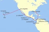 Cruise itinerary map for Princess Cruises 23 Night Panama Canal - Ocean to Ocean (133837)