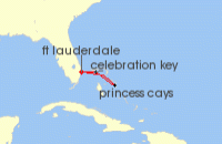 Cruise itinerary map for Princess Cruises 4 Night Eastern Caribbean Getaway with Bahamas (140927)