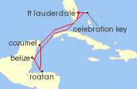 Cruise itinerary map for Princess Cruises 7 Night Western Caribbean with Mexico (141081)