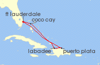 Cruise itinerary map for Royal Caribbean Cruises 6 Night Perfect Day At Cococay & Caribbean (142457)