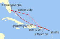Cruise itinerary map for Royal Caribbean Cruises 8 Night Eastern Caribbean & Perfect Holiday (141606)