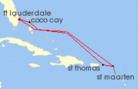 Cruise itinerary map for Royal Caribbean Cruises 7 Night Eastern Carib & Perfect Day Holiday (131843)