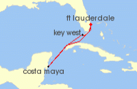 Cruise itinerary map for Celebrity Cruises 5 Night Key West & Mexico (141748)