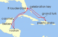 Cruise itinerary map for Princess Cruises 14 Night Eastern/Western Caribbean Adventurer (141056)