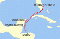 Cruise itinerary map for Celebrity Cruises 6 Night Mexico & Honduras (78789)